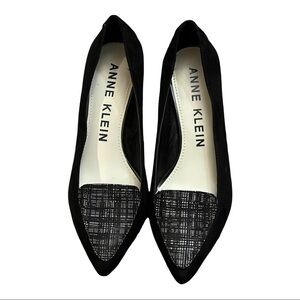 Anne Klein Medley Kitten Heel Loafer Black Leather Pointy Toe Slip-On Shoes 8M